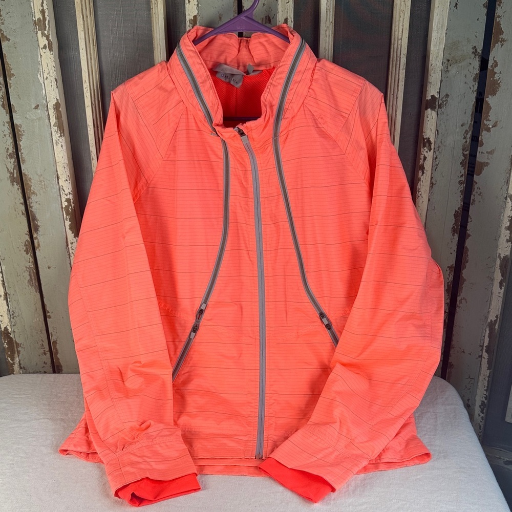 Athleta Run On Coral Zip-Up Windbreaker Jacket